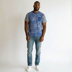 Jordan Graphic Tee Mens XL Blue Wave Zig Zag Cotton Jumpman T Shirt‎ 724723-442